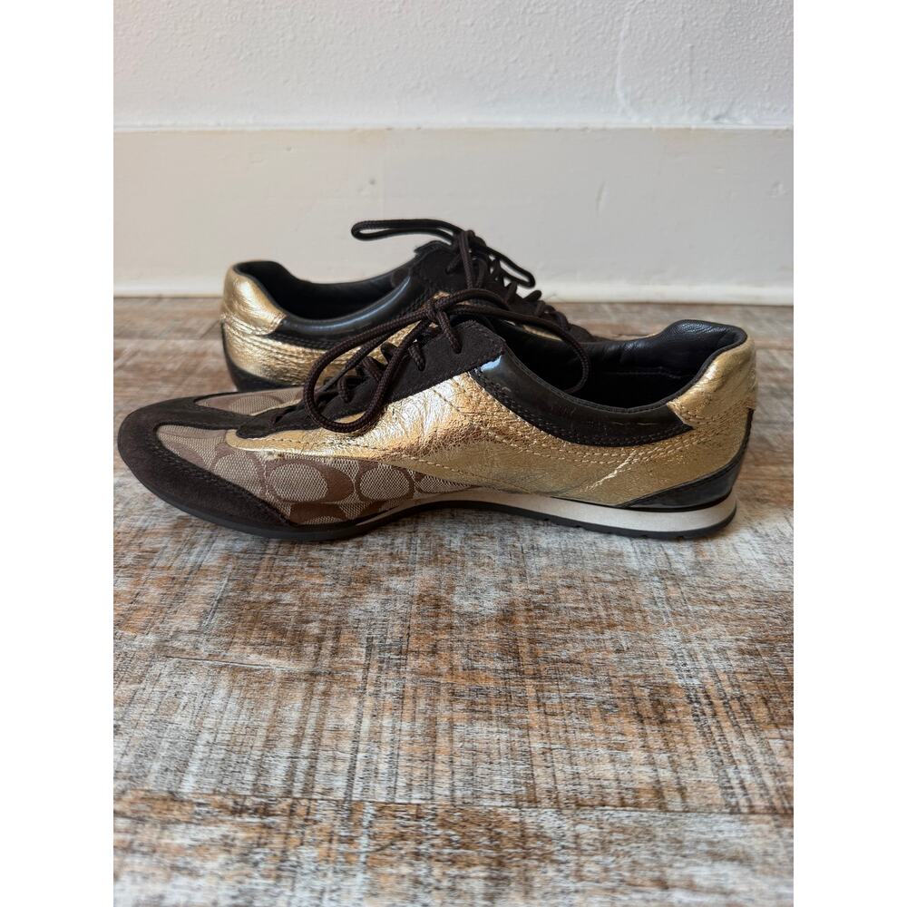 Coach Womens Kodie Signature Logo Gold and Brown Women's Sneakers Size 10 - Picture 10 of 13
